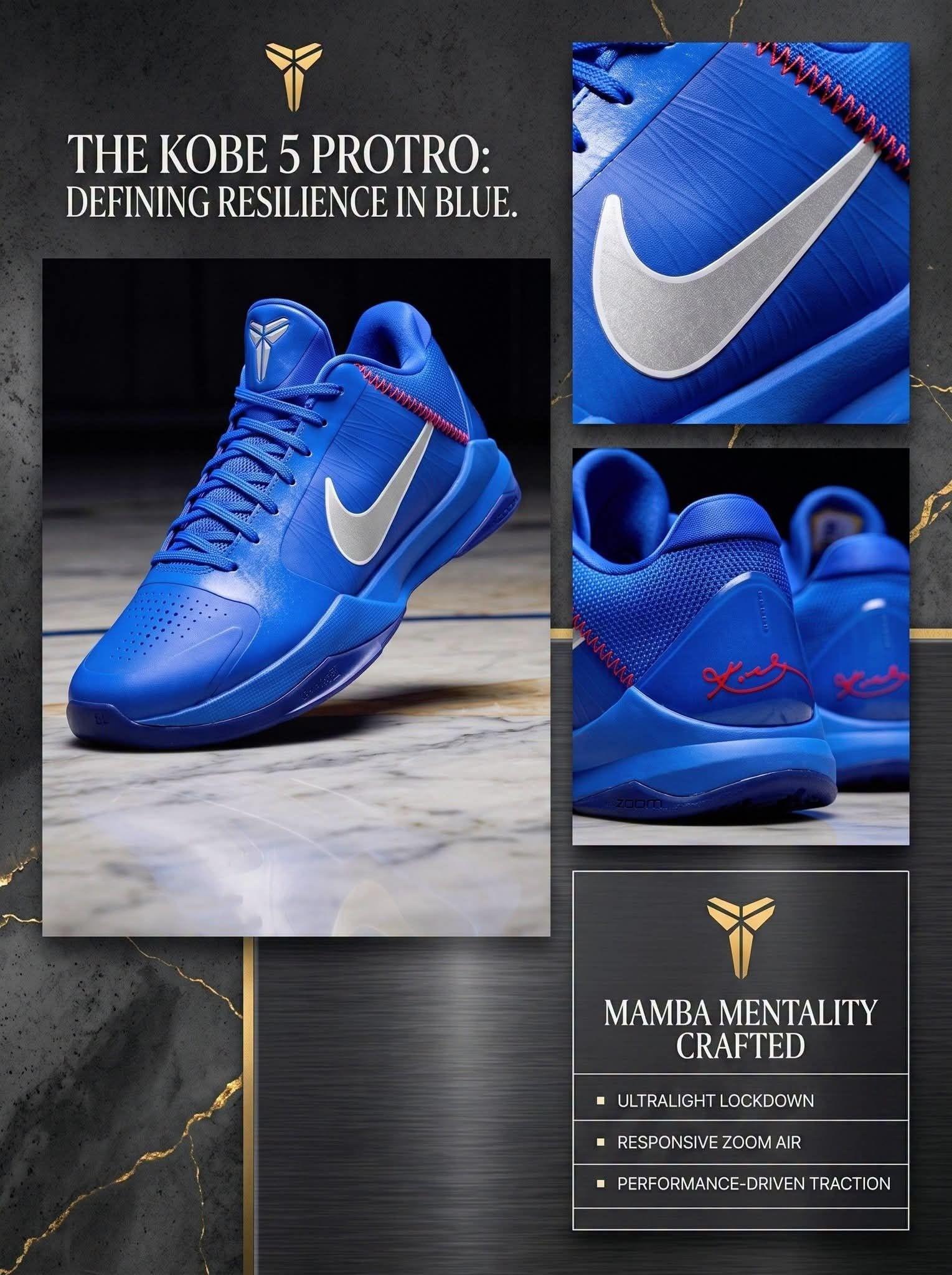 曼巴精神永不熄!Kobe 5 Protro 纯蓝限定,实战党信仰回归